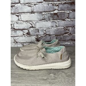 Hey Dude Chambray Beige Gray Casual Slip On Casual Shoes Women Sz 6M US/37EU